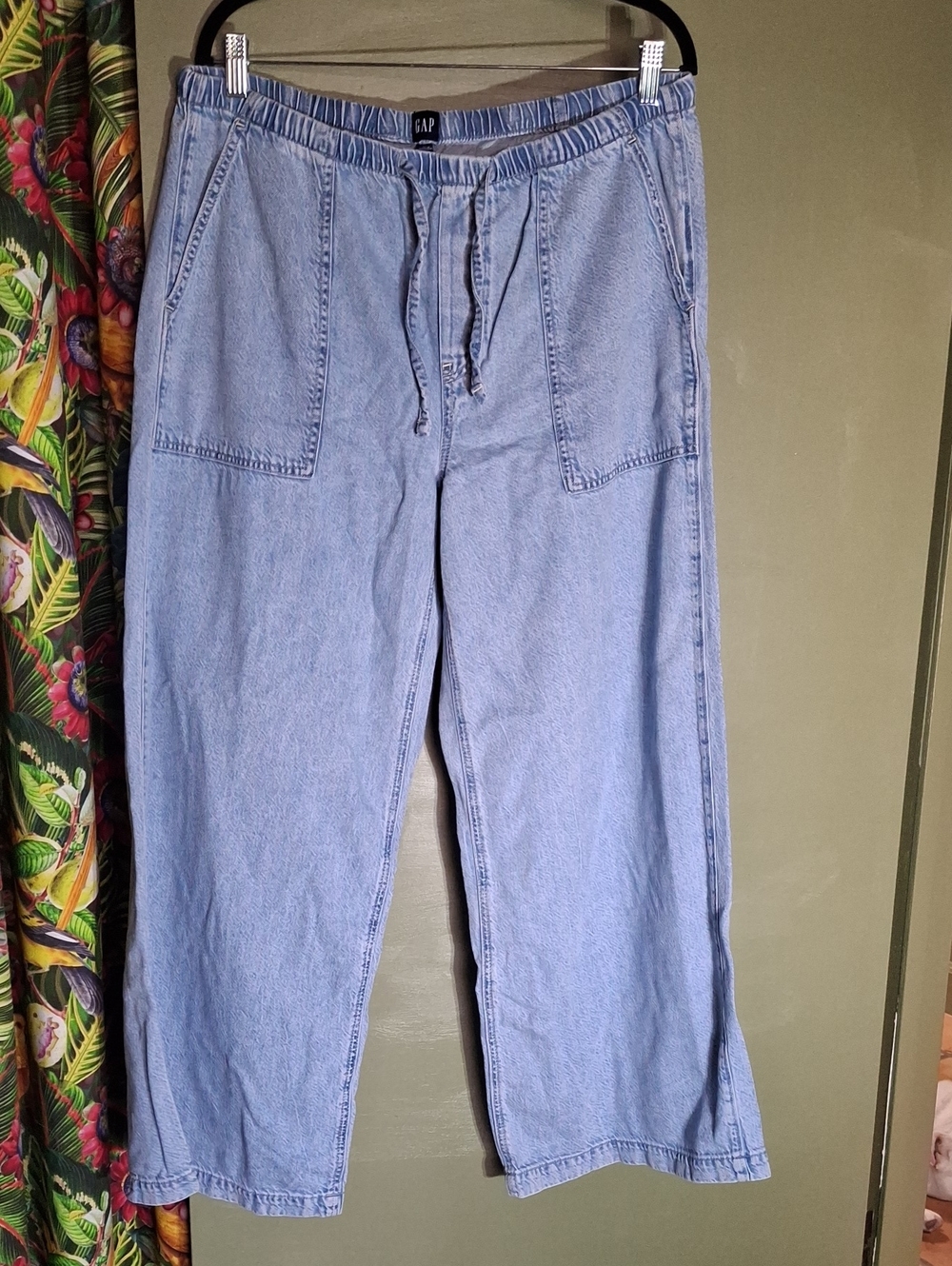 GAP Light Blue Relaxed Drawstring Denim Pants Size Large